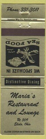 Matchbook Cover - Maria's Restaurant Lounge Elida OH