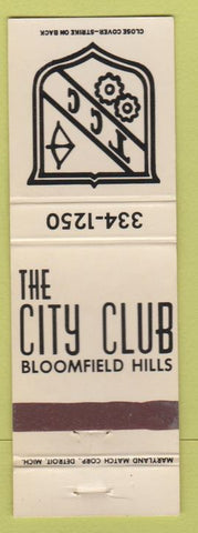 Matchbook Cover - City Club Bloomfield Hills MI