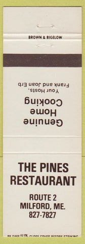 Matchbook Cover - The Pines Restaurant Milford ME