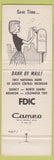 Matchbook Cover - First National Bank Bronson Quincy MI Coldwater Township