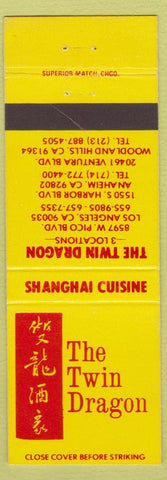 Matchbook Cover - Twin Drag Chinse Restaurant Woodland Hills CA Anaheim LA