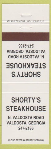 Matchbook Cover - Shorty's Steakhouse Valdosta GA