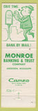 Matchbook Cover - Monroe Banking Trust Aberdeen MS