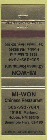 Matchbook Cover - Mi Won Chinese Restaurant Hobbs NM