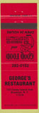 Matchbook Cover - George's Restaurant Brooklyn NY