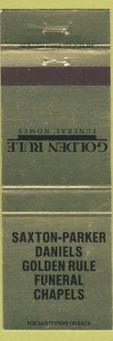 Matchbook Cover - Saxton Parker Daniels Funeral Home Lakewood OH