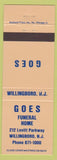 Matchbook Cover - Goes Funeral Home Willingboro NJ