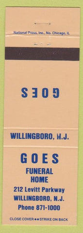 Matchbook Cover - Goes Funeral Home Willingboro NJ
