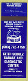 Matchbook Cover - Keith Schulz Garage Diagnostic Center Medford OR