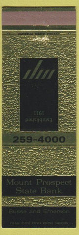 Matchbook Cover - Mount Prospect State Bank IL