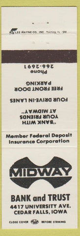 Matchbook Cover - Midway Bank Trust Cedar Falls IA