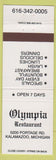 Matchbook Cover - Olympia Restaurant Kalamazoo MI