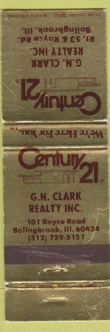 Matchbook Cover - Century 21 Realty Bolingbrook IL