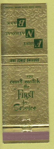 Matchbook Cover - First National Bank Quincy North Adams Bronson MI