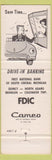 Matchbook Cover - First National Bank Quincy North Adams Bronson MI
