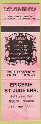 Matchbook Cover - Epicerie St Jude St Edouard QC