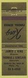 Matchbook Cover - King Funeral Home Philadelphia PA