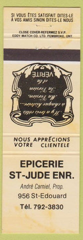 Matchbook Cover - Epicerie St Jude St Edouard QC