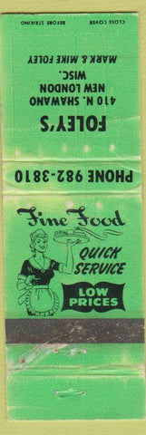 Matchbook Cover - Foley's New London WI WORN