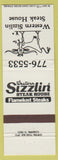 Matchbook Cover - Western Sizzlin Steak House Waco TX