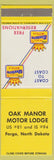 Matchbook Cover - Oak Manor Motor Lodge Fargo ND