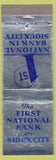Matchbook Cover - 1st National Bank Sioux City IA WORN