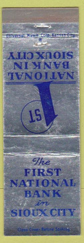 Matchbook Cover - 1st National Bank Sioux City IA WORN