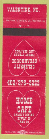 Matchbook Cover - Home Cafe Valentine NE WEAR