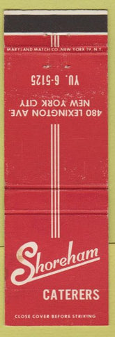 Matchbook Cover - Shoreham Caterers New York City