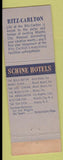 Matchbook Cover - Ritz Carlton Hotel Atlantic City NJ