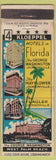 Matchbook Cover - Hotels Jacksonville FL West Palm Beach Flagler Mayflower