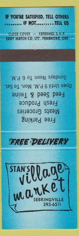 Matchbook Cover - Stan's Village Market Sebringville ON