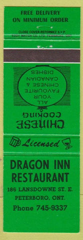 Matchbook Cover - Dragon Inn Restaurant Peterboro ON Chinese Food