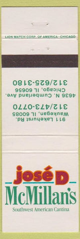 Matchbook Cover - Joe D McMillan's Waukegan IL Chicago