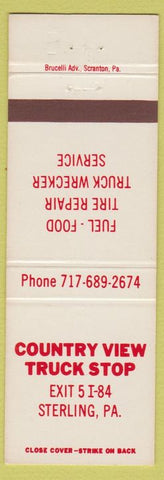 Matchbook Cover - Country View Truck Stop Sterling PA