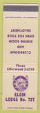 Matchbook Cover - Elks Lodge Elgin IL