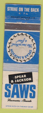 Matchbook Cover - Spear Jackson Saws Voncouver BC WEAR