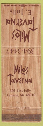 Matchbook Cover - Milo's Taverna Lansing MI