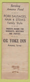 Matchbook Cover - Ox Yoke Inn Amana IA WORN