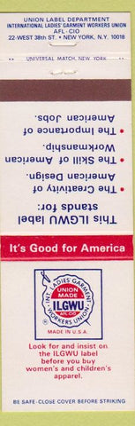 Matchbook Cover - Ladies Garment Workers Union New York City AFL CIO