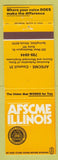 Matchbook Cover - Afscme Illinois Union State Workers Springfield IL