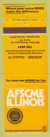 Matchbook Cover - Afscme Illinois Union State Workers Springfield IL