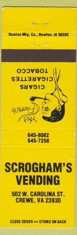 Matchbook Cover - Scrogham's Vending Crewe VA