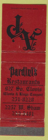 Matchbook Cover - Pardini's Restaurants WEAR