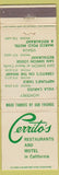 Matchbook Cover - Cerrito's Restaurants Visalia Monterey CA