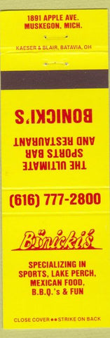 Matchbook Cover - Nonicki's Sports Bar Mexican BBQ Muskegon MI
