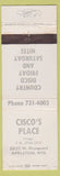 Matchbook Cover - Cisco's Place Appleton WI