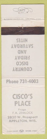 Matchbook Cover - Cisco's Place Appleton WI