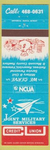 Matchbook Cover - Joint Military Services Credit Union Monroe MI