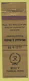 Matchbook Cover - Reilly Funeral Home Philadelphia PA